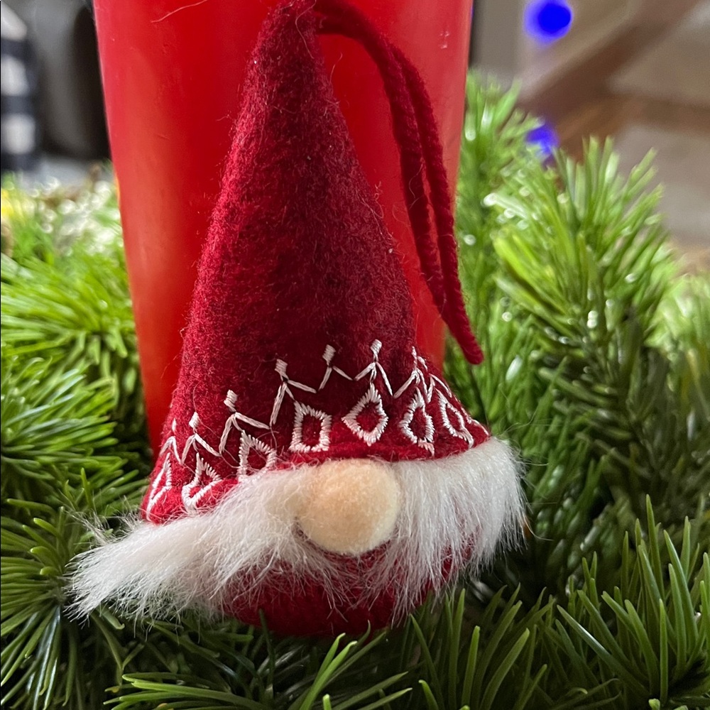 Pair Scandinavian Gnome Ornaments – Red Nordic Tomte Christmas Decor